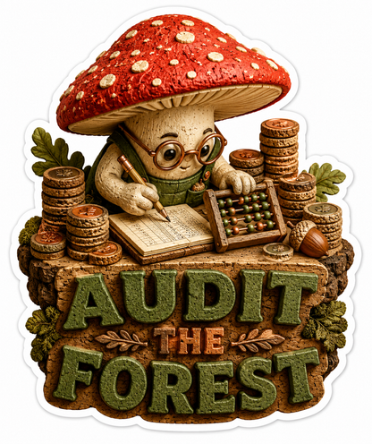 Audit the Forest Mushroom Accountant Vinyl Sticker Decal