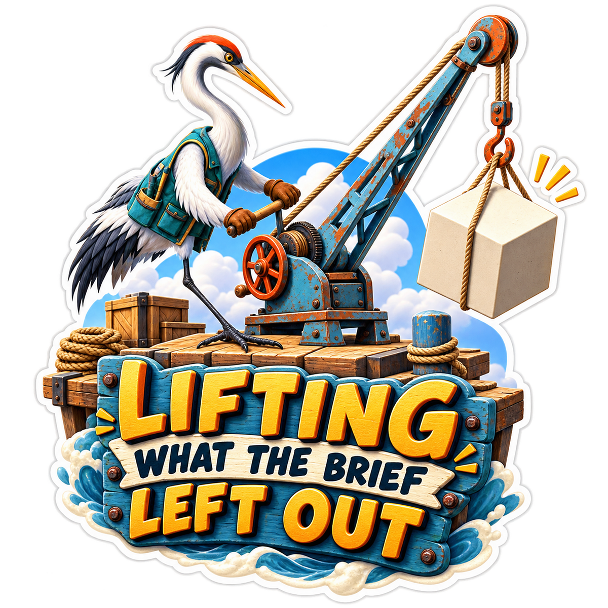 Lifting Brief Crane Vinyl Sticker Decal