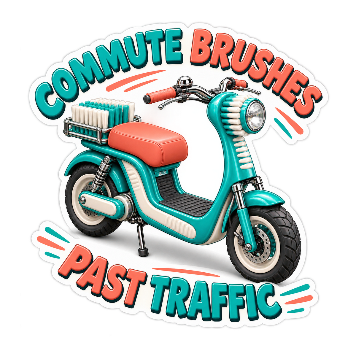 Commute Brushes Past Traffic Vinyl Sticker Decal