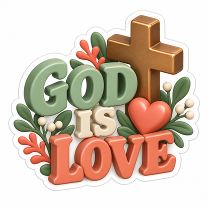 God Is Love Sage Coral Vinyl Sticker Decal