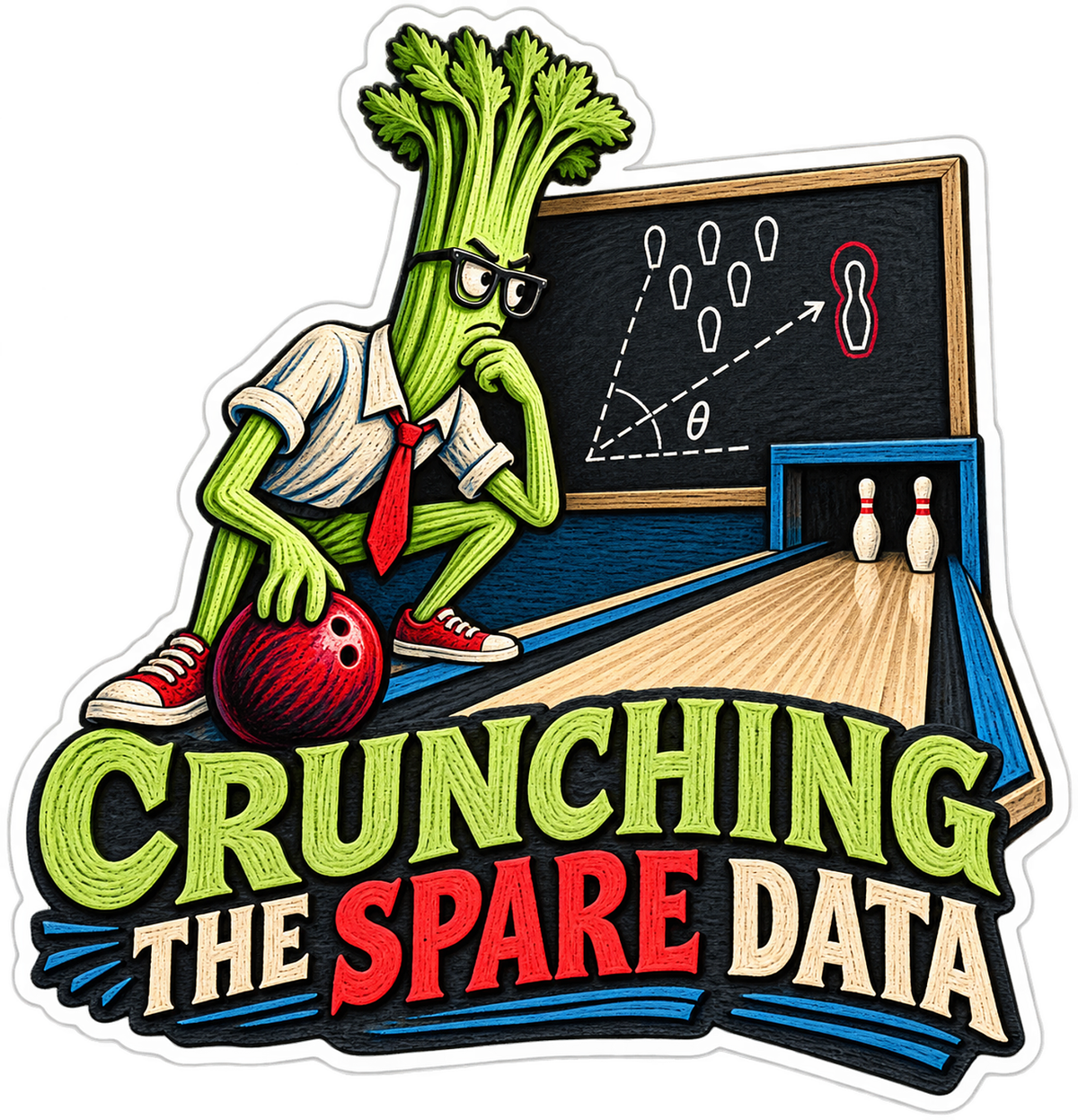 Crunching the Spare Data Celery Bowling Vinyl Sticker Decal