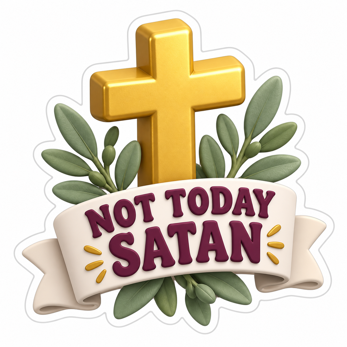 Not Today Satan Plum Gold Vinyl Sticker Decal