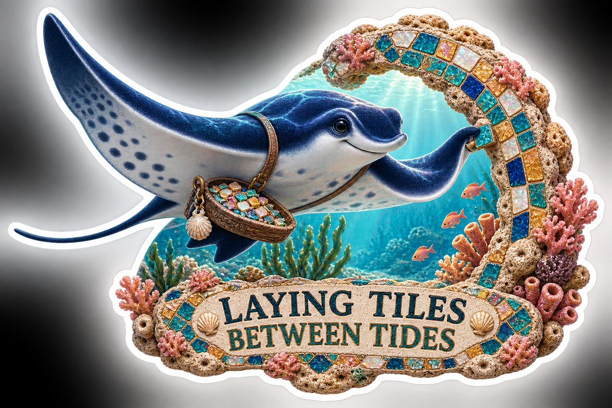Laying Tiles Between Tides Manta Ray Vinyl Sticker Decal