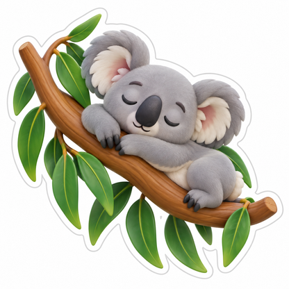 Sleeping Gray Koala Vinyl Sticker Decal