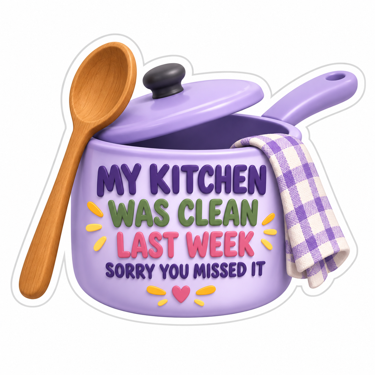 Kitchen Last Week Lavender Saucepan Quote Vinyl Sticker Decal