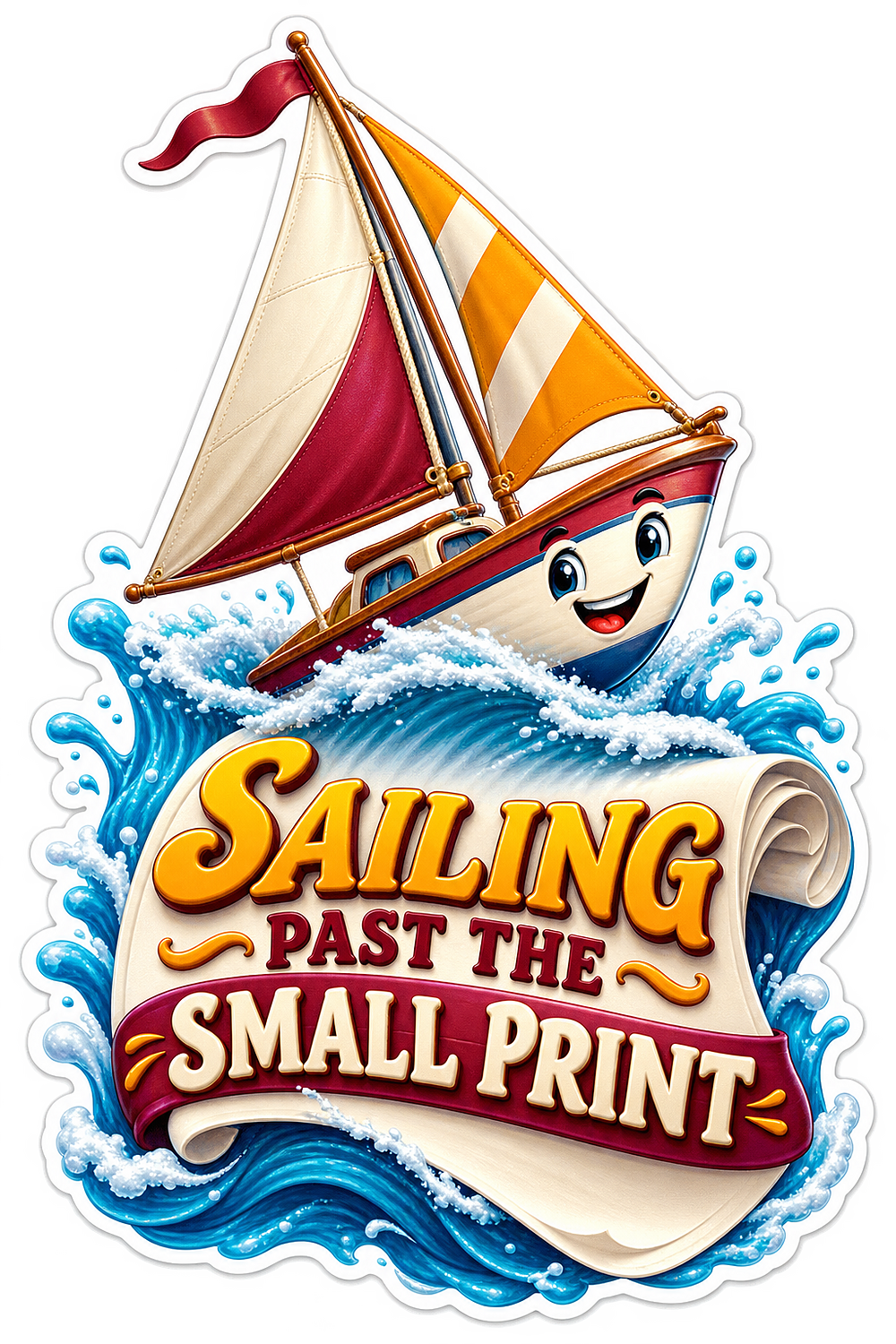 Sailing Small Print Sailboat Vinyl Sticker Decal
