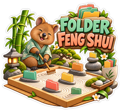 Folder Feng Shui Bear with Mini Folders Vinyl Sticker Decal