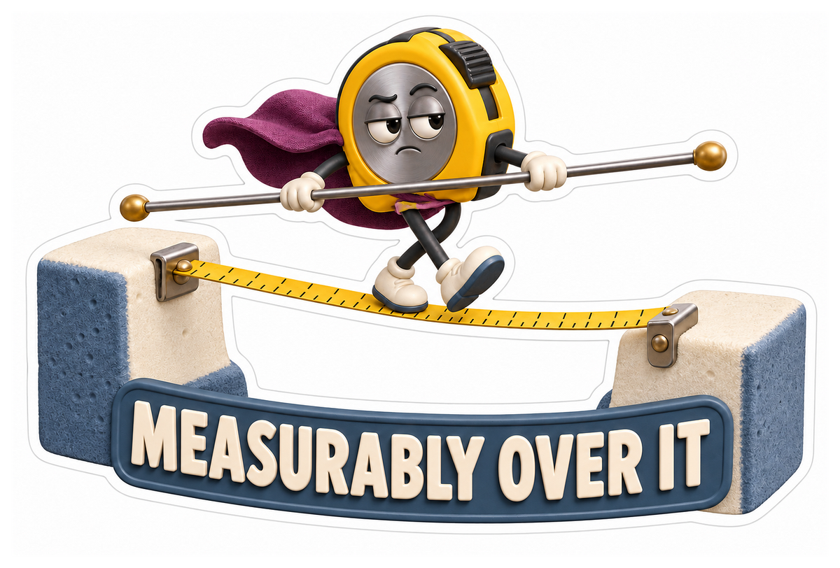Measurably Over It Tape Measure Tightrope Vinyl Sticker Decal