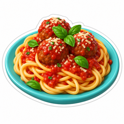 Spaghetti With Meatballs Tomato Sauce Basil Vinyl Sticker Decal