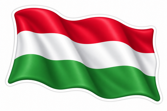 Hungary Red White Green Waving Flag Vinyl Sticker Decal