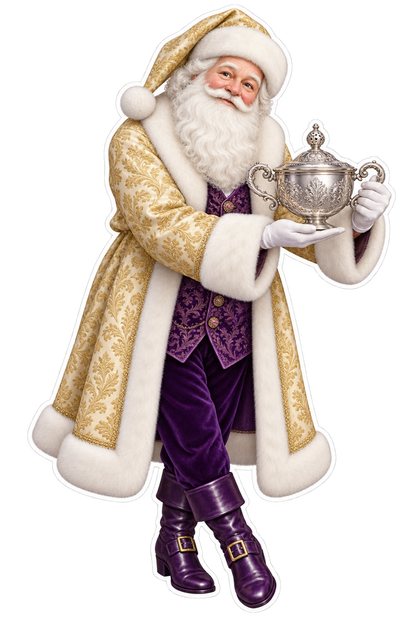 Santa Victorian Silver Posset Cup Vinyl Sticker Decal