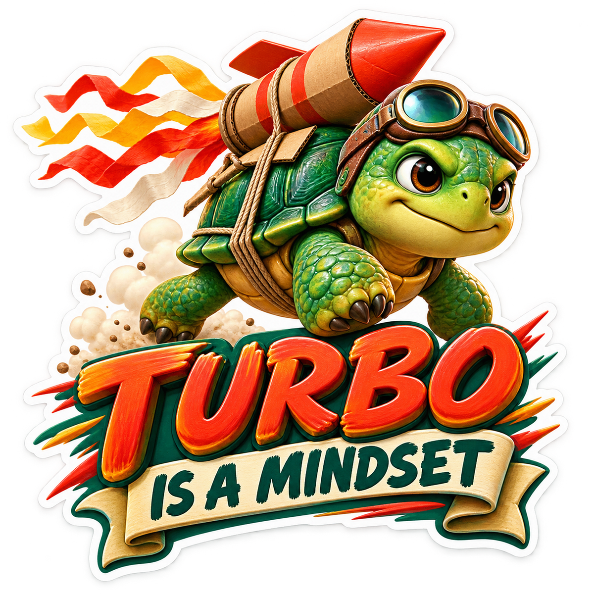 Turbo Mindset Turtle Vinyl Sticker Decal