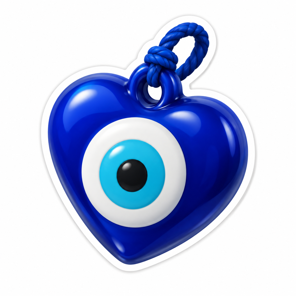 Deep Blue Heart-Shaped Protective-Eye Charm Vinyl Sticker Decal
