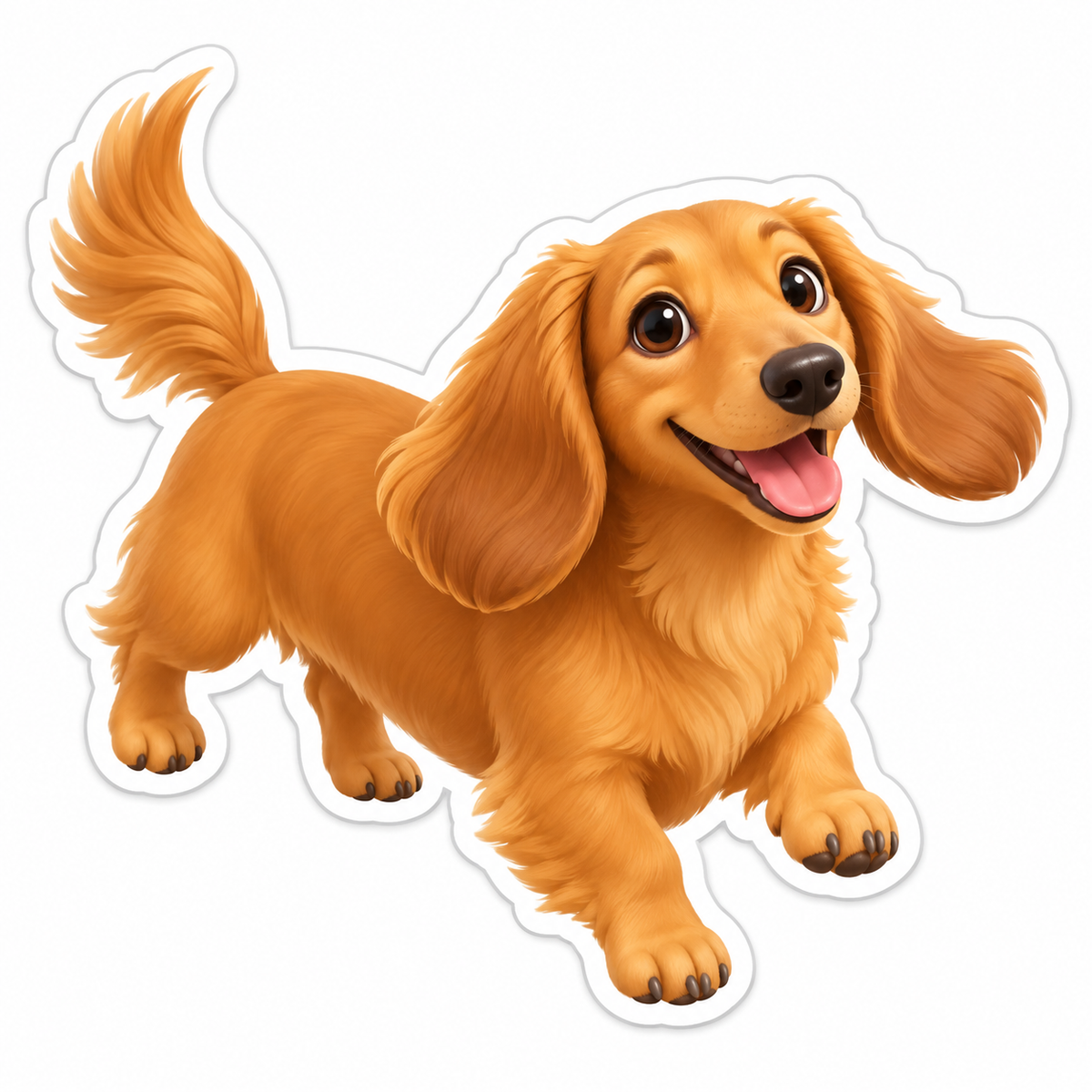 Happy Golden Dachshund Trotting Vinyl Sticker Decal