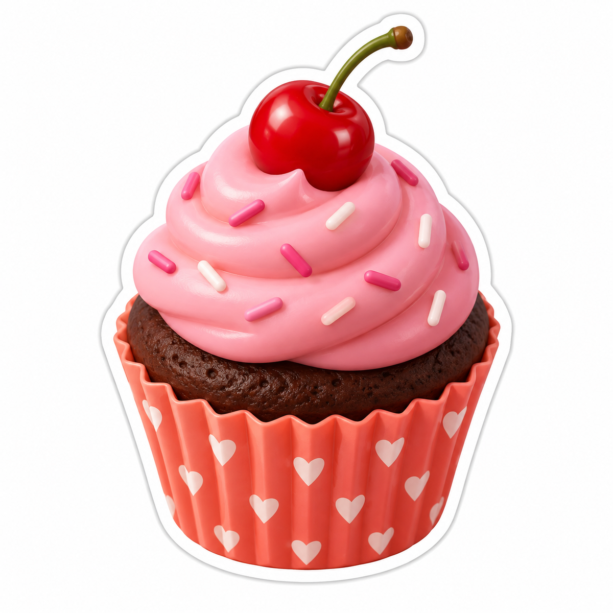 Pink Cherry Cupcake Coral Heart Wrapper Vinyl Sticker Decal
