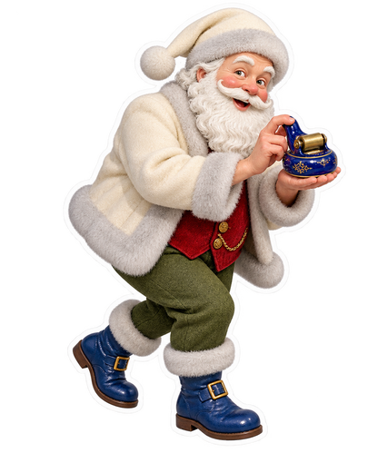 Santa Antique Cobalt Ceramic Envelope Moistener Vinyl Sticker Decal