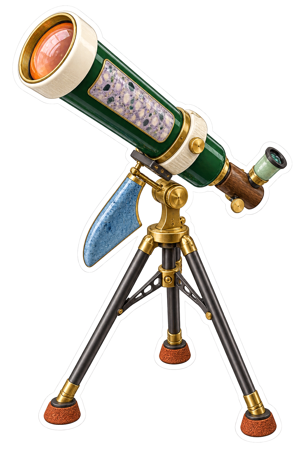 Isometric Spruce Terrazzo Refractor Telescope Vinyl Sticker Decal