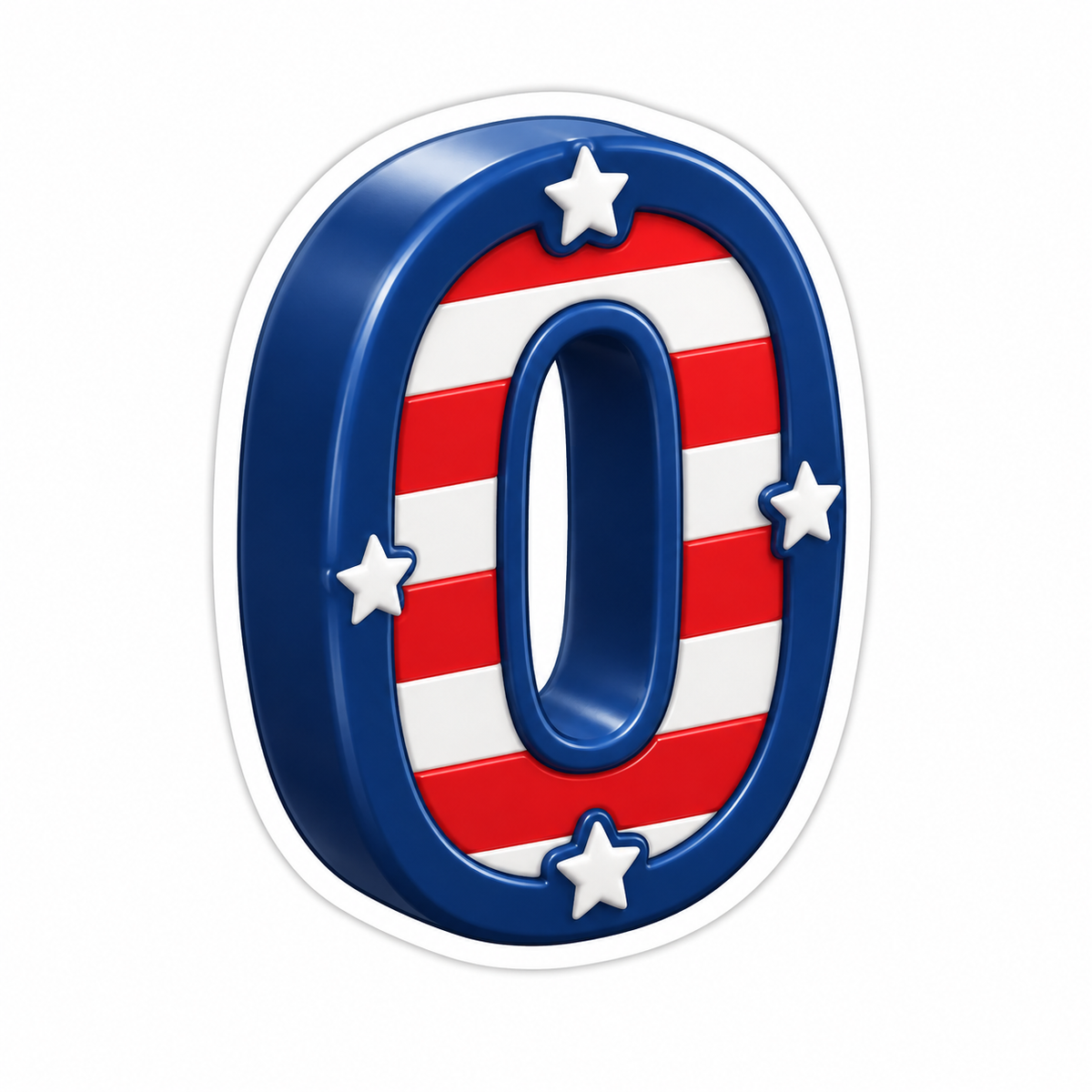 Upright Number 0 In Navy Vinyl Sticker Decal
