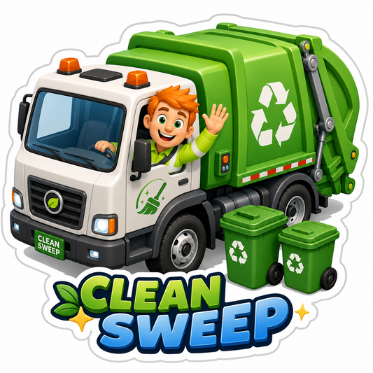 Clean Sweep Green Recycling Truck Vinyl Sticker Decal