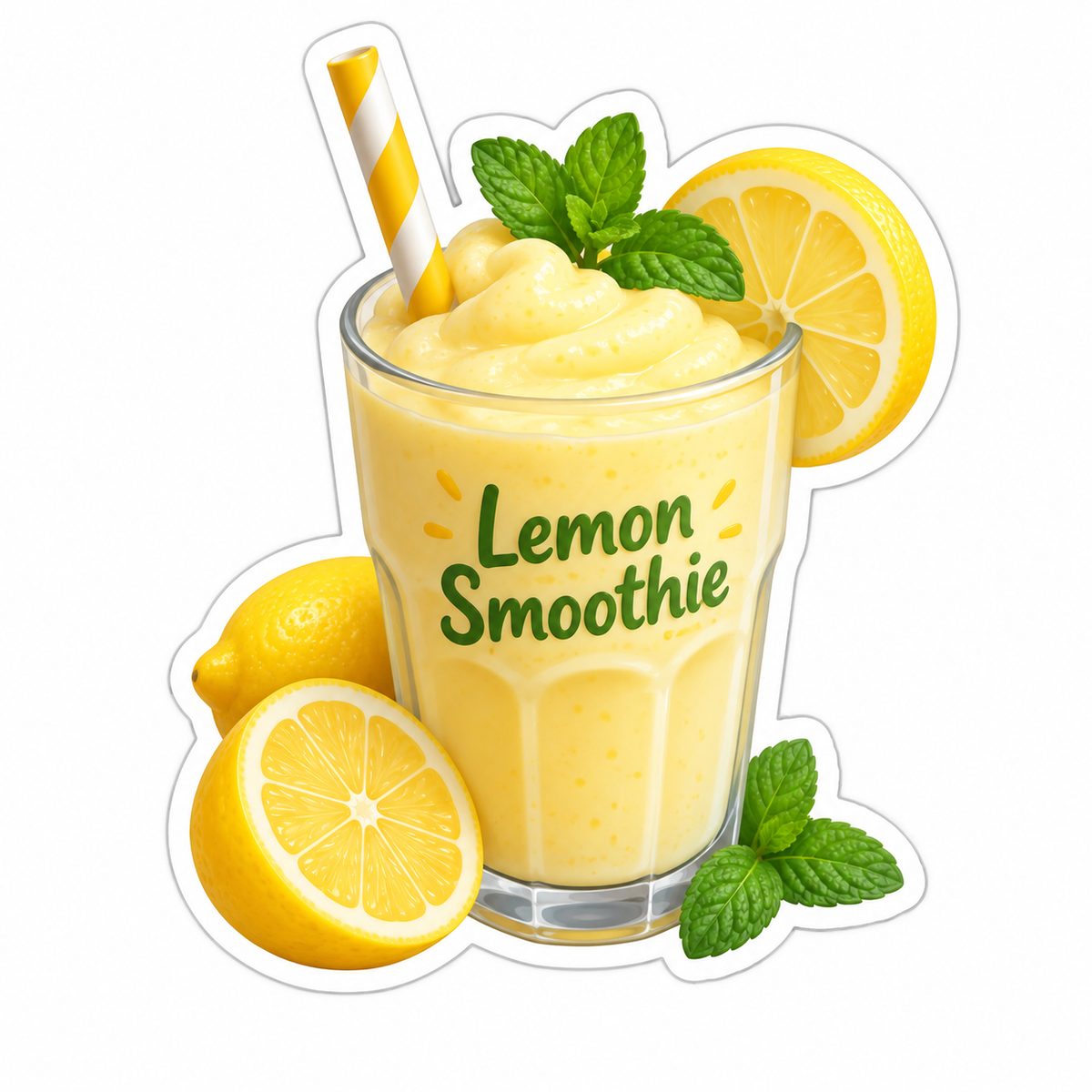 Frothy Lemon Smoothie With Mint And Lemon Wheels Vinyl Sticker Decal