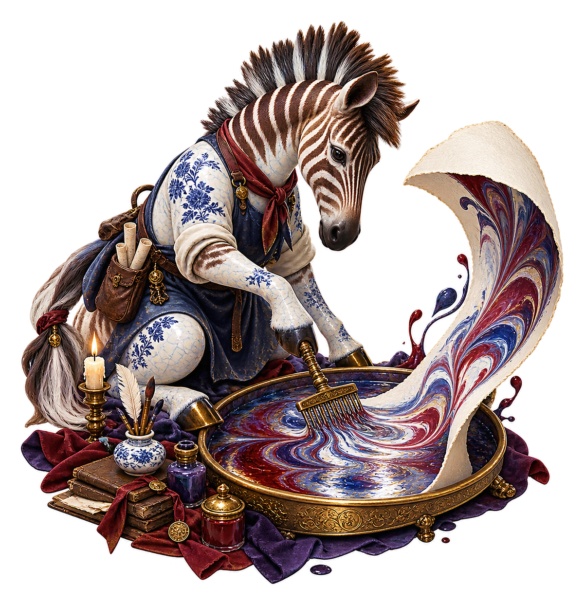 Porcelain Quagga Haunted Marbling Tray Artist Vinyl Sticker Decal