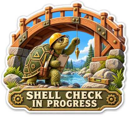 Shell Check in Progress Turtle Bridge Vinyl Sticker Decal