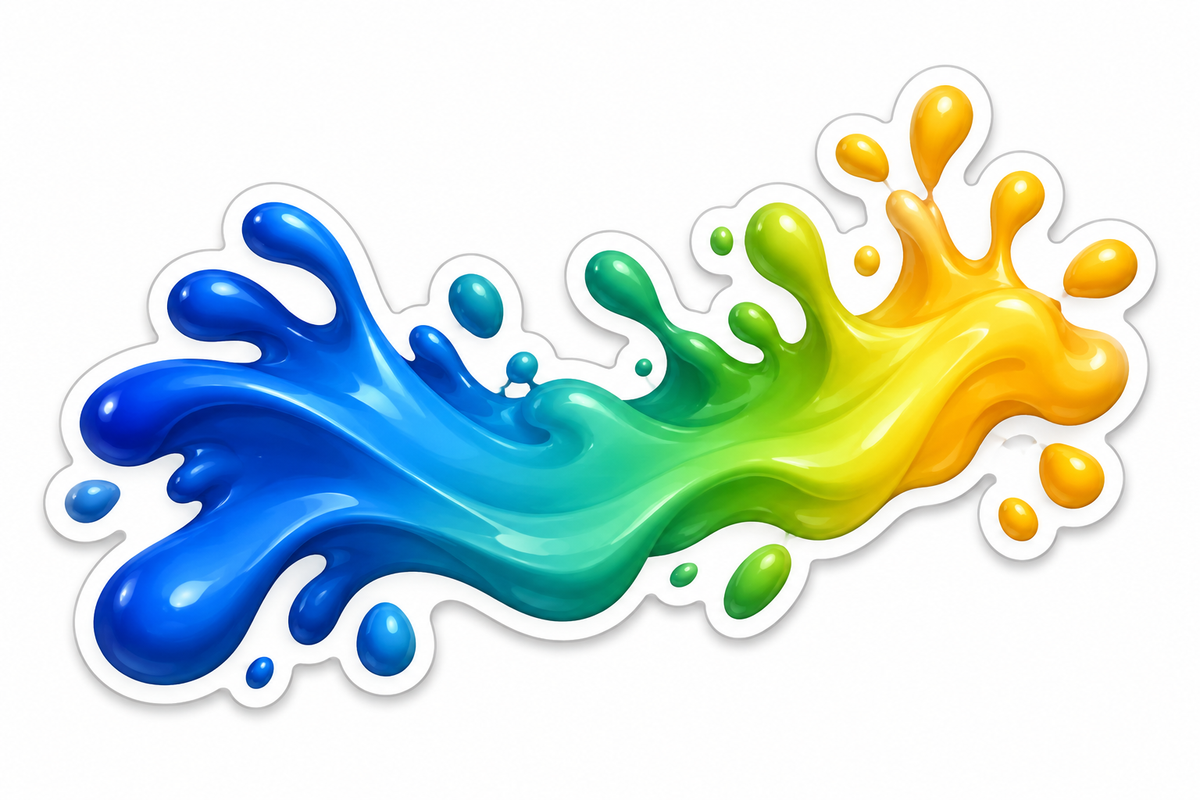 Blue Green Gold Sideways Paint Splash Vinyl Sticker Decal