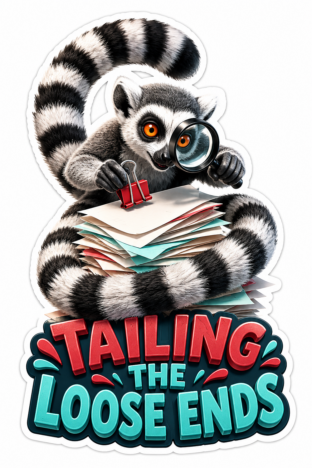 Tailing Loose Ends Lemur Vinyl Sticker Decal
