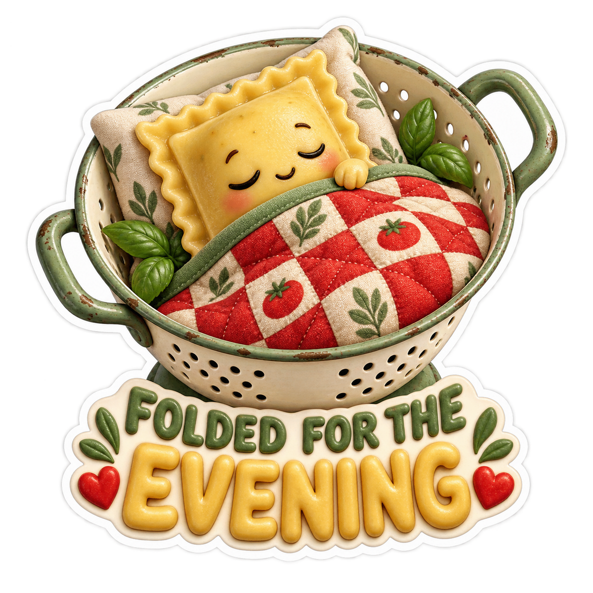 Folded for the Evening Sleepy Ravioli Vinyl Sticker Decal