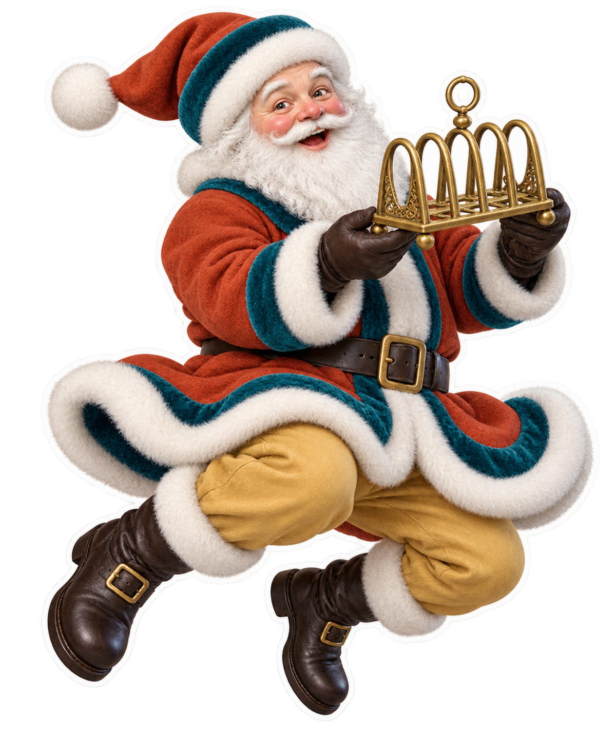 Santa Antique Brass Toast Rack Vinyl Sticker Decal