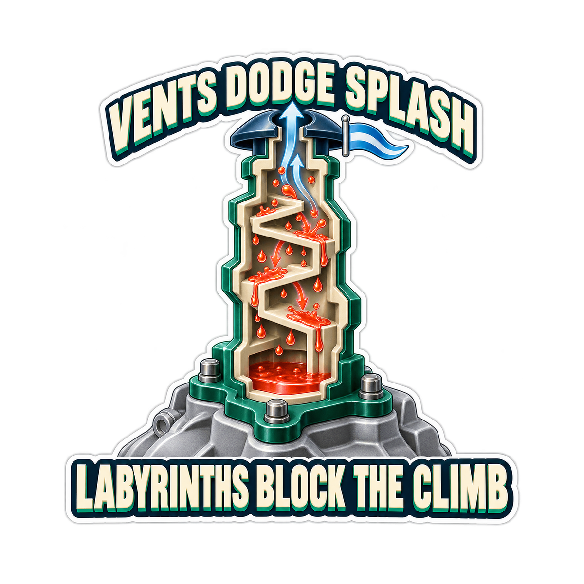 Transmission Vent Splash Labyrinth Dye Tower Vinyl Sticker Decal