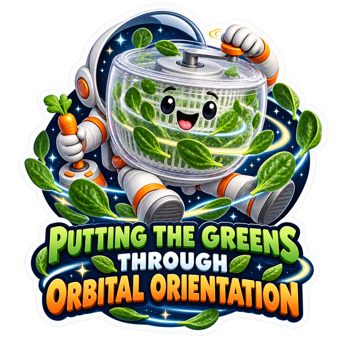 Salad Spinner Orbital Greens Vinyl Sticker Decal