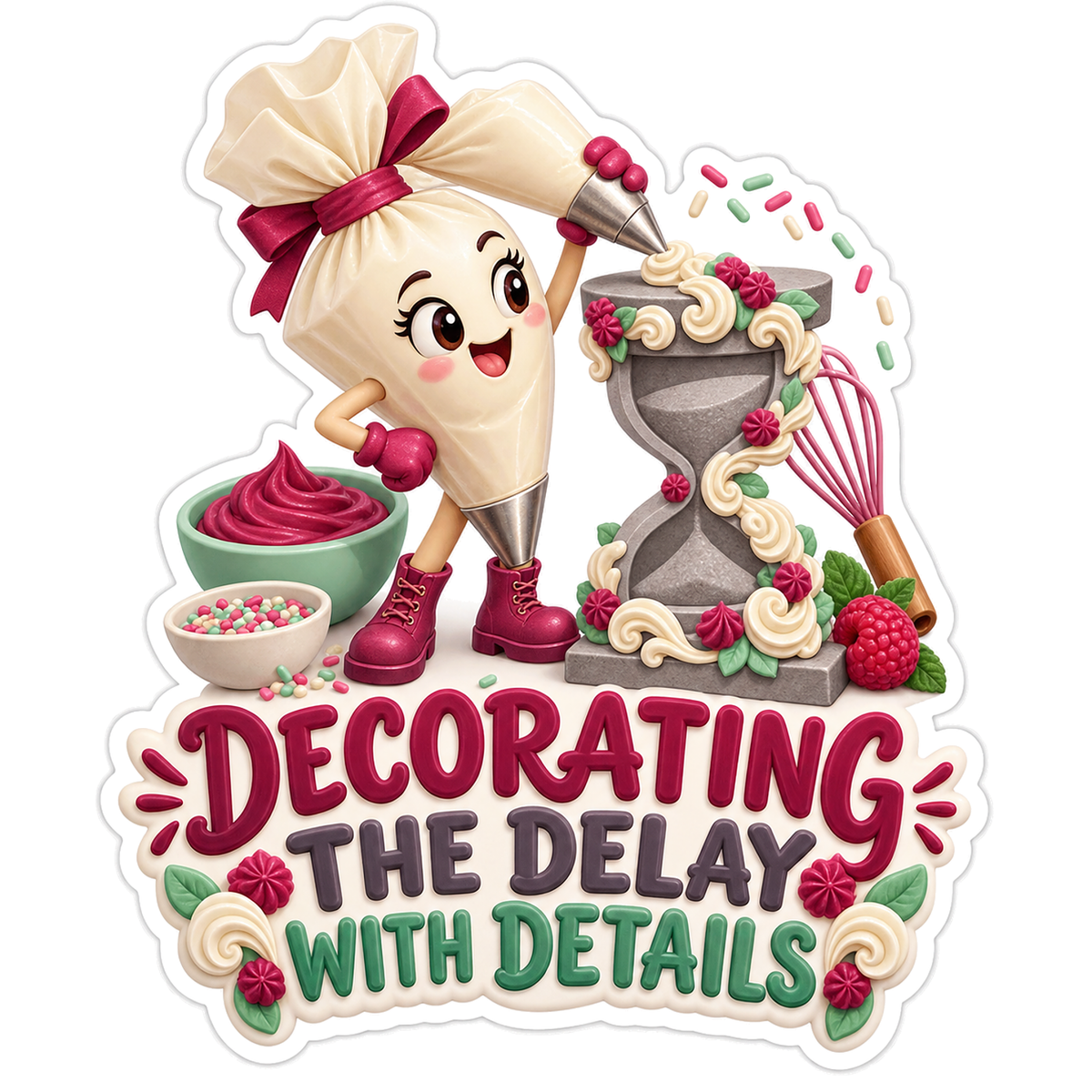 Decorating Delay Pastry Piping Bag Vinyl Sticker Decal