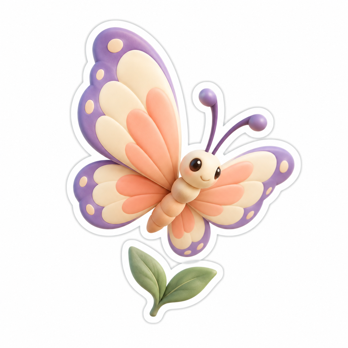 Cream Peach Butterfly Lavender Edges Vinyl Sticker Decal