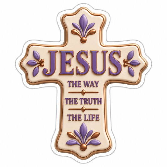 Jesus The Way The Truth The Life Ivory Lavender Vinyl Sticker Decal