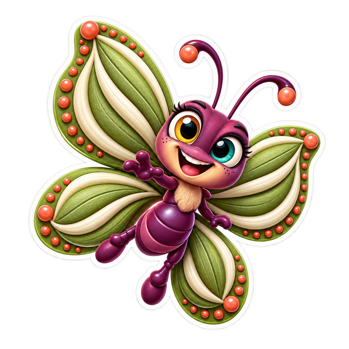 Cardamom Rib Bounce Butterfly Vinyl Sticker Decal