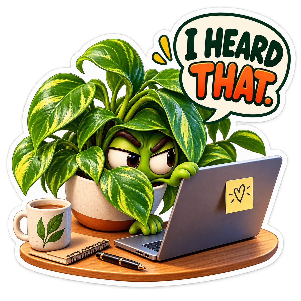 I Heard That Plant behind Laptop Vinyl Sticker Decal
