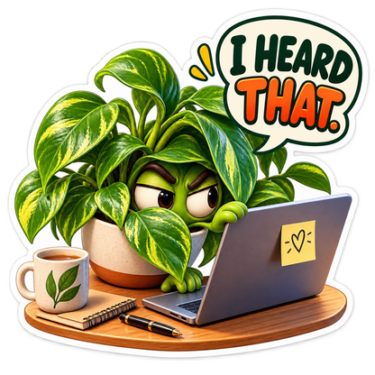 I Heard That Plant behind Laptop Vinyl Sticker Decal