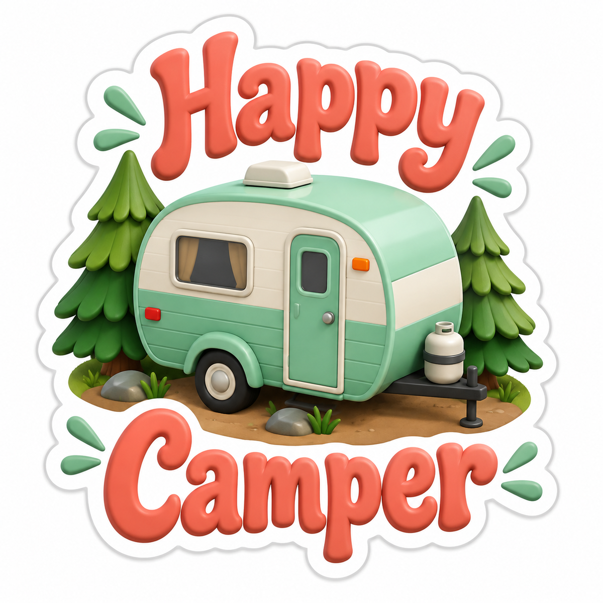 Happy Camper Vinyl Sticker Decal