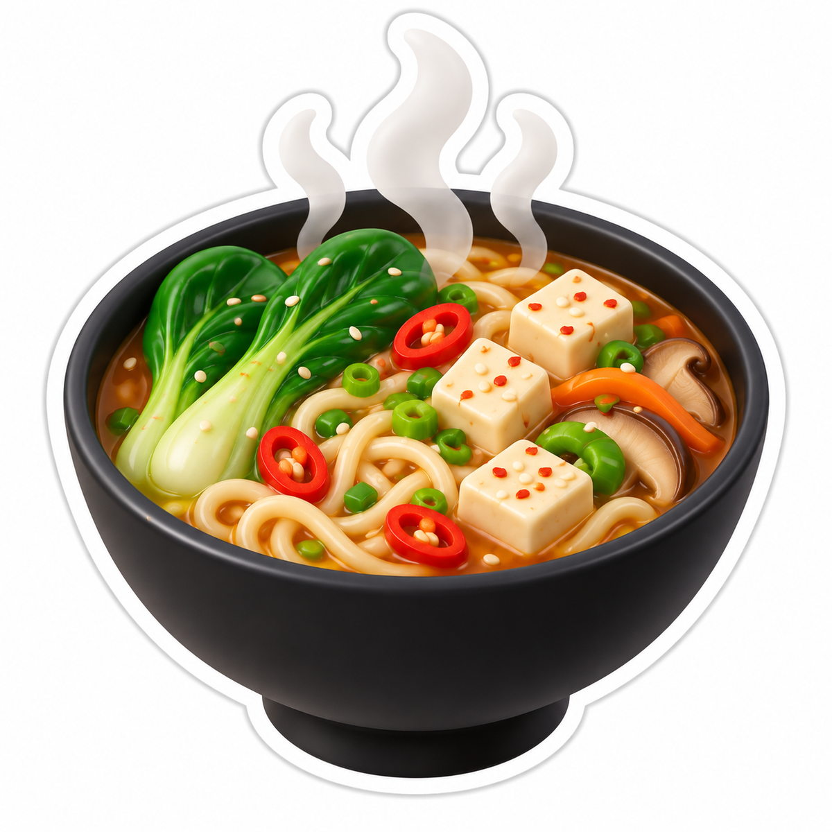Black Bowl Of Vegetable Noodle Soup Vinyl Sticker Decal