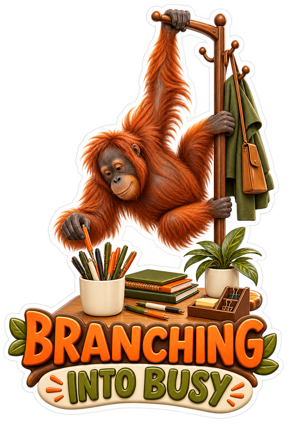 Branching Busy Orangutan Vinyl Sticker Decal