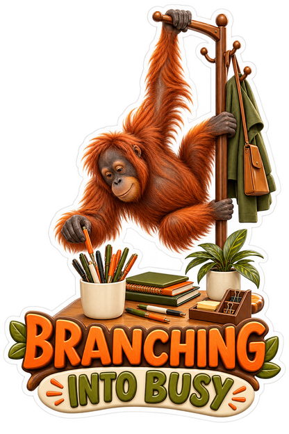 Branching Busy Orangutan Vinyl Sticker Decal
