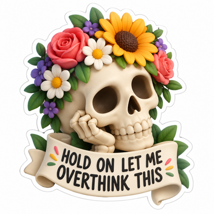 Hold On Let Me Overthink This Ivory Vinyl Sticker Decal