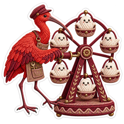 Scarlet Ibis Ghost Yarn Ferris Wheel Mechanic Vinyl Sticker Decal