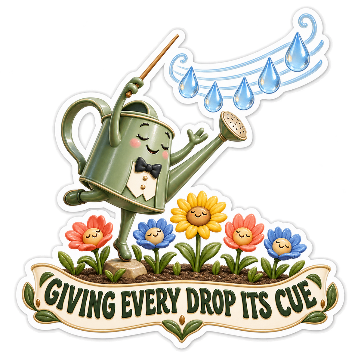 Watering Can Drop Conductor Vinyl Sticker Decal