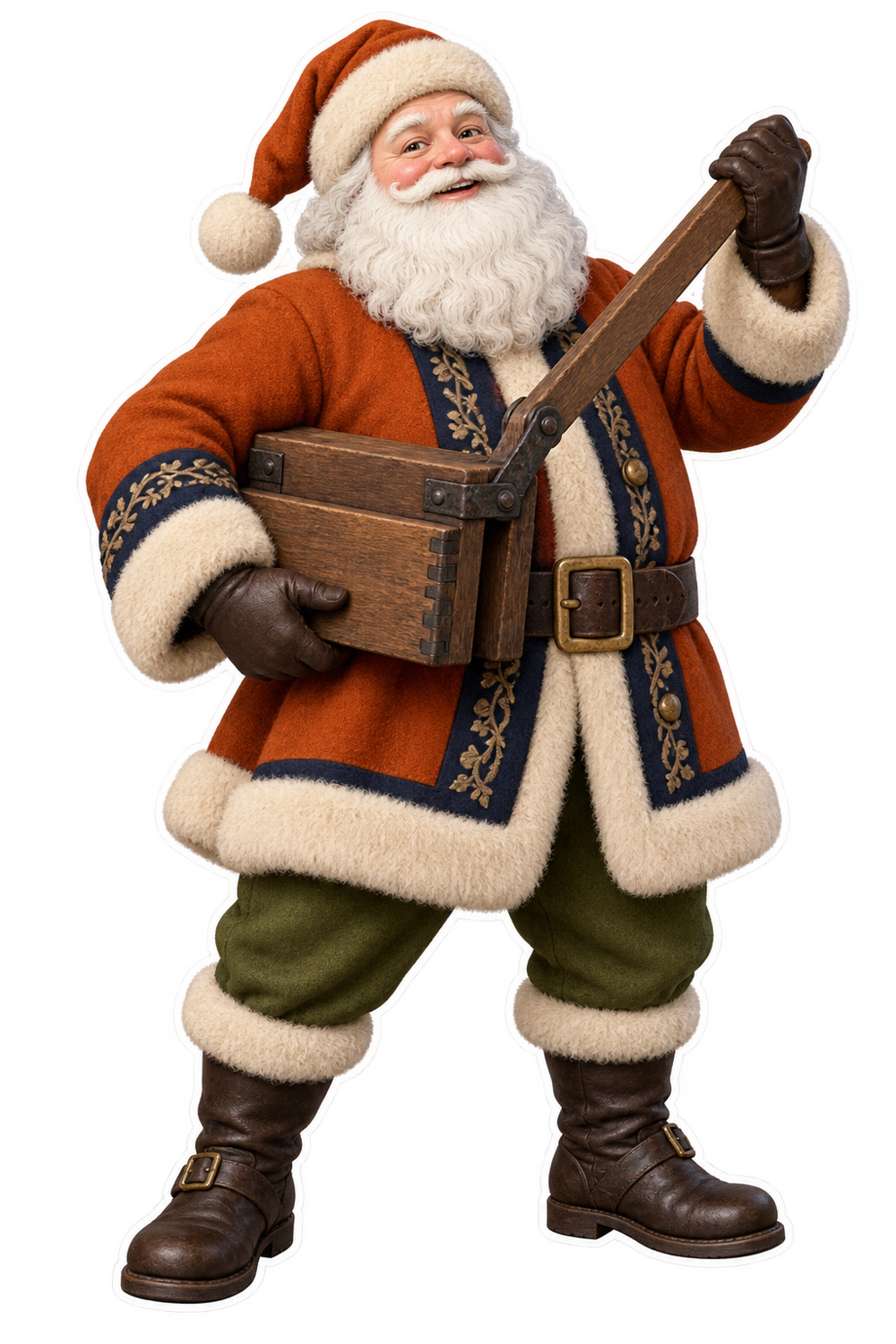 Santa Antique Carved Hardwood Tobacco Plug Mould Vinyl Sticker Decal