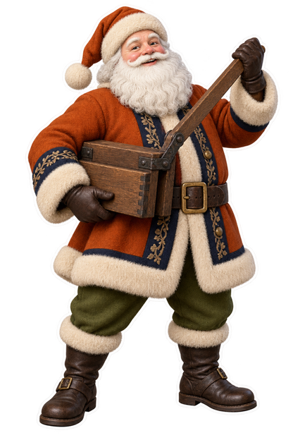 Santa Antique Carved Hardwood Tobacco Plug Mould Vinyl Sticker Decal