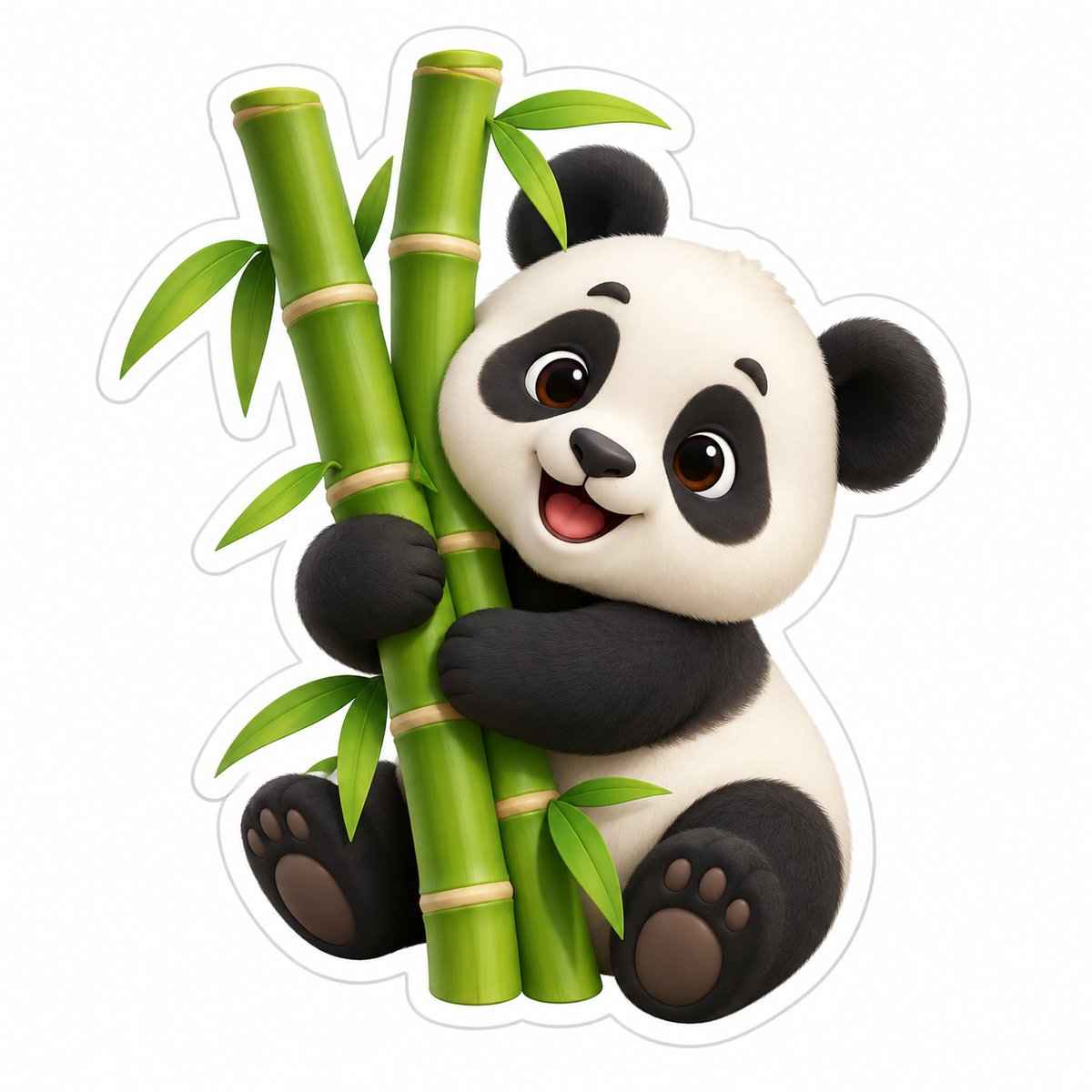 Baby Panda Hugging Bamboo Vinyl Sticker Decal