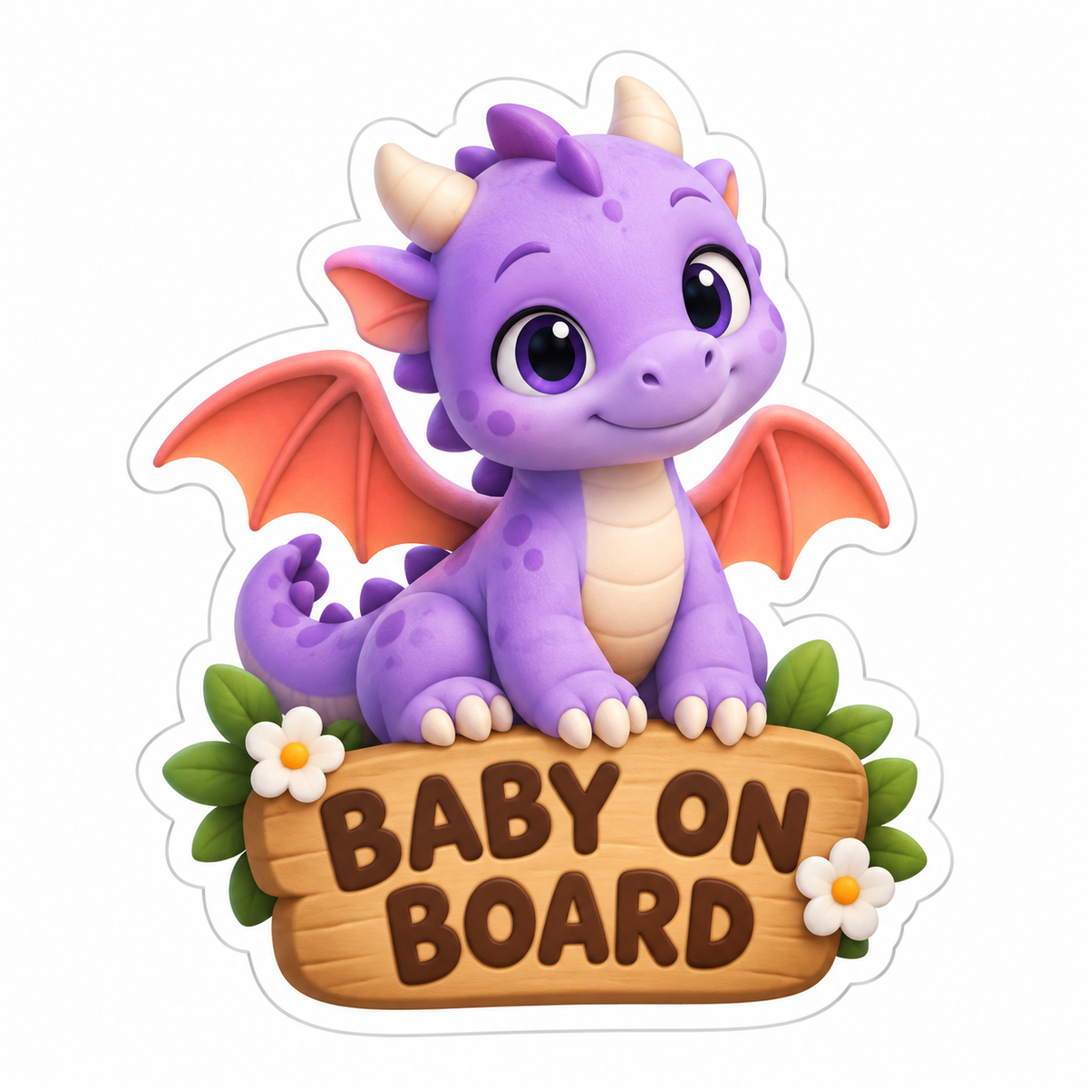 Baby On Board Lavender Coral Vinyl Sticker Decal