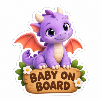 Baby On Board Lavender Coral Vinyl Sticker Decal